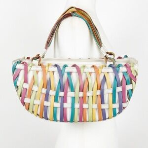 Inge Christopher Sport Vintage Y2K Half Moon Pastel Rainbow Lattice Weave Bag